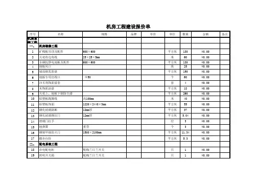 机房装修报价单