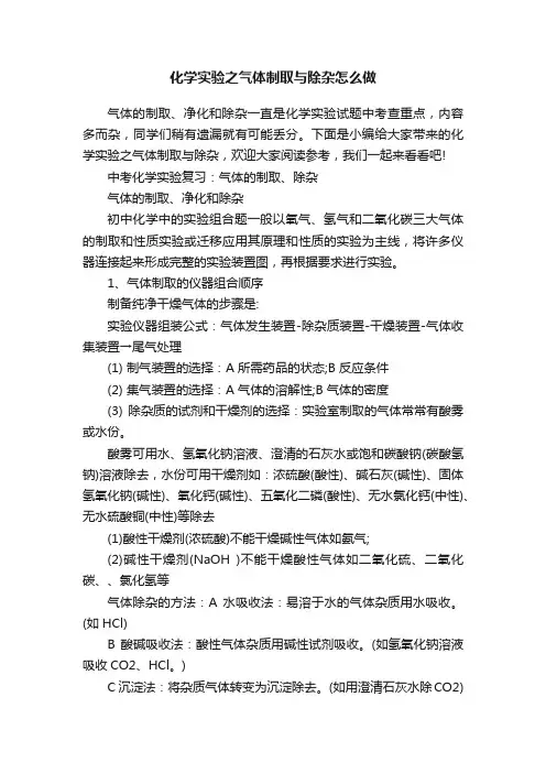 化学实验之气体制取与除杂怎么做