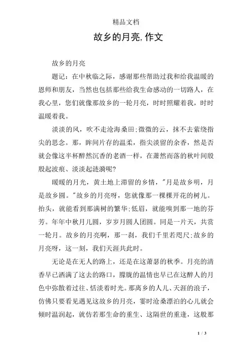 故乡的月亮,作文