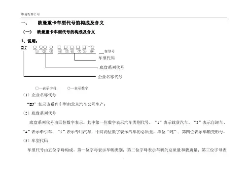 欧曼重卡车型代号及图号含义.