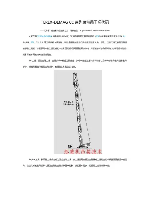 TEREX-DEMAG CC系列履带吊工况代码