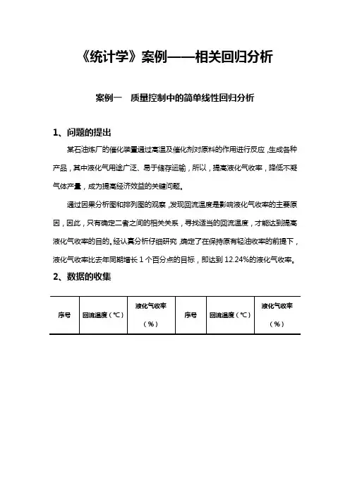 统计学案例——相关回归分析