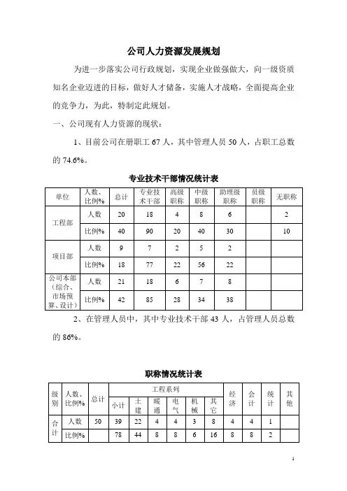 公司人力资源发展规划