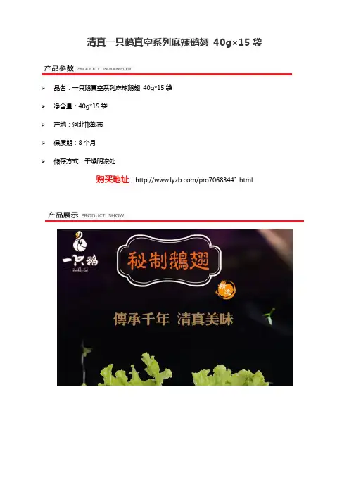集食惠精选产品：清真一只鹅真空系列麻辣鹅翅 40g×15袋