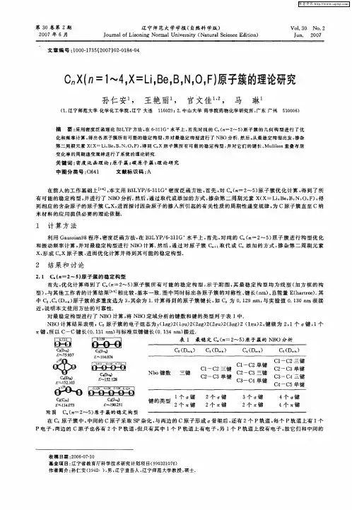CnX(n=1～4,X=Li,Be,B,N,O,F)原子簇的理论研究