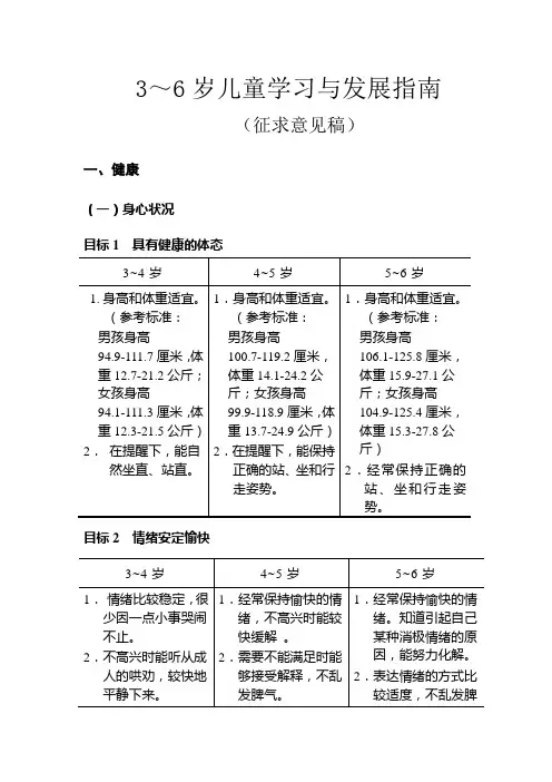 《3—6岁儿童学习与发展指南》学习与发展目标