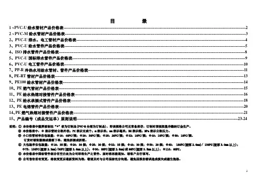 PVC管材规格及价格信息