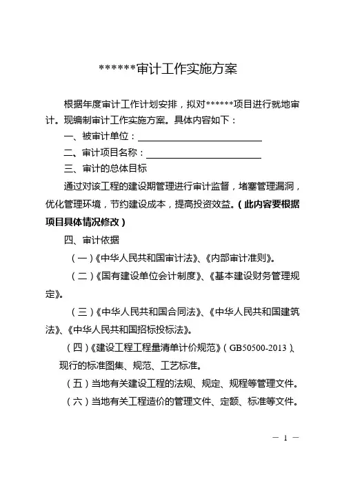 审计实施方案