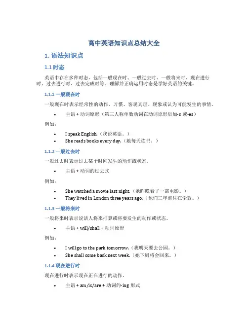 高中英语知识点总结大全