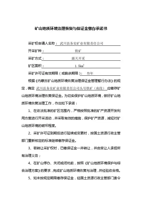 保证金承诺书 2