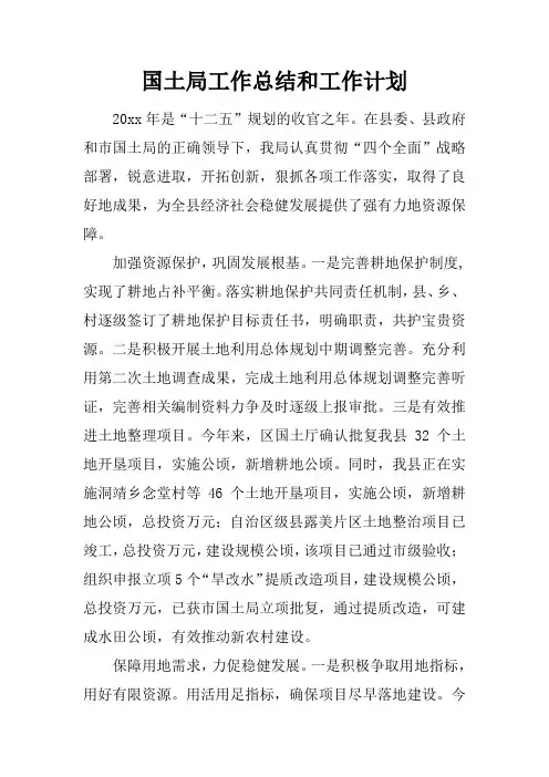 国土局工作总结和工作计划