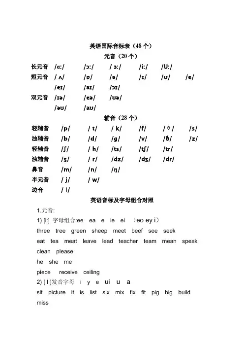英语国际音标表(含字母组合)