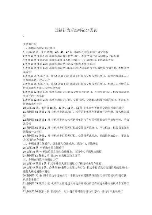 过错行为形态特征分类表