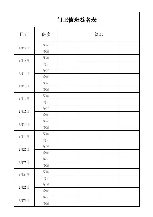门卫签名表