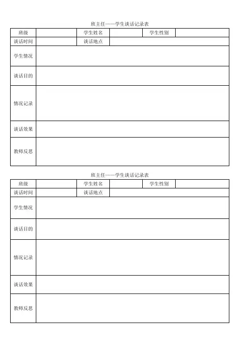 班主任学生谈话记录表