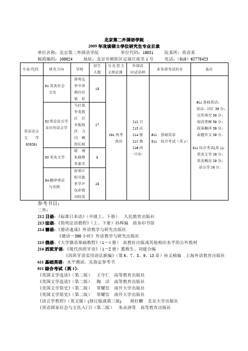 北二外2010