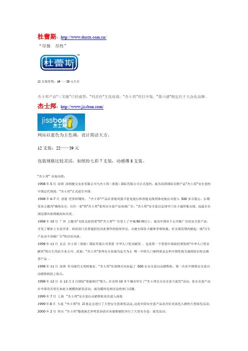 各知名品牌安全套相关信息