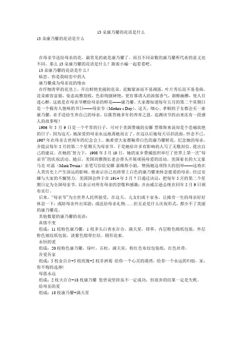 13朵康乃馨的花语是什么
