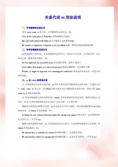 关系代词as用法说明