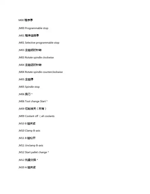 数控机床m代码含义