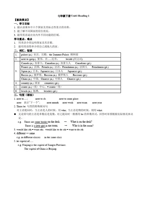 译林版英语七年级下册教学课件Unit 1 第2课时 Reading 1 (1)