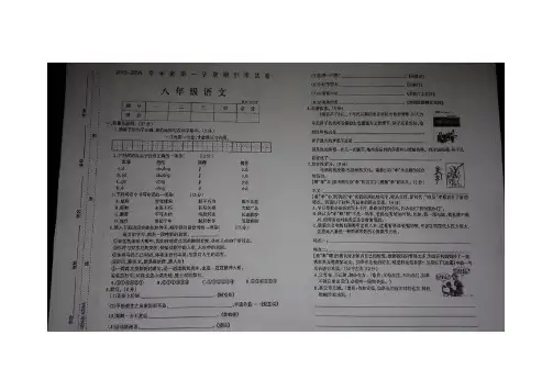 2015-2016第一学期八年级语文人教版期中试卷1