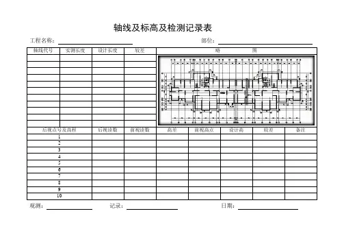 轴线及标高及检测记录表1