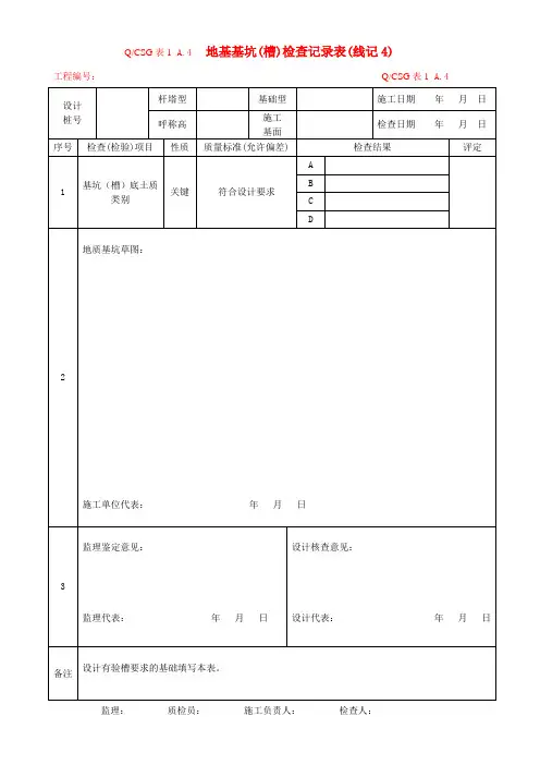 QCSG表1- A.4地基基坑(槽)检查记录表(线记4)