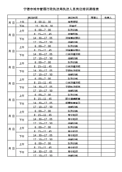 执法人员上岗培训课程表