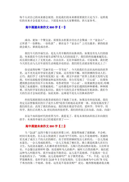 高中展望未来作文800字三篇