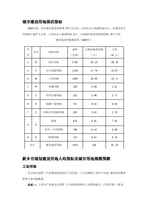 河南新乡城市建设用地2030指标