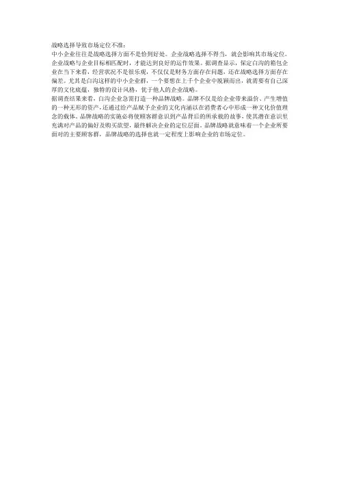 市场定位与战略选择的关系