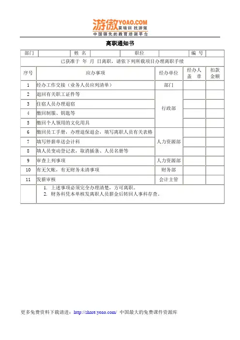 离职通知书 4