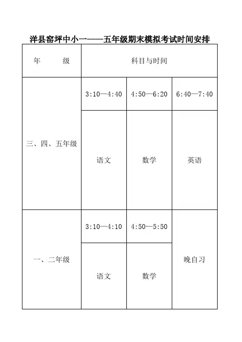 考试时间安排