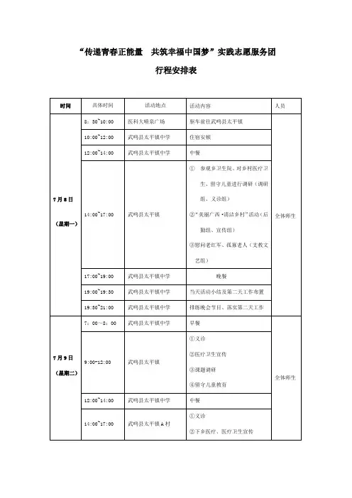 行程安排表
