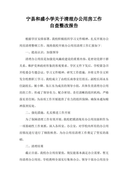 办公用房清理自查报告 2