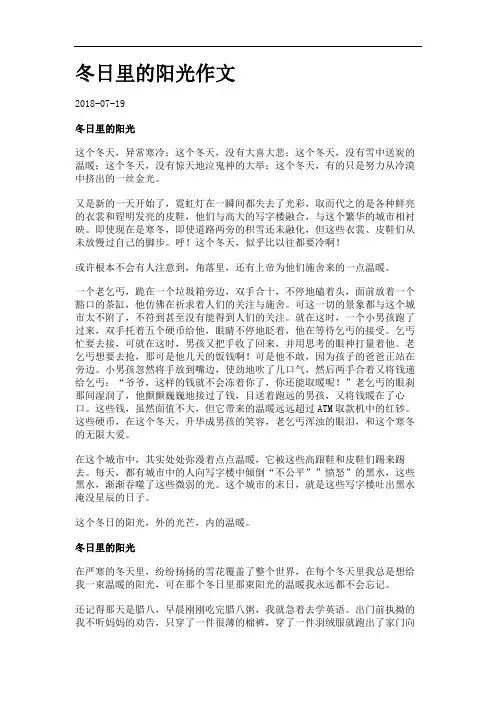 冬日里的阳光作文.