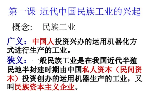 历史必修Ⅱ人民版专题二第一课近代中国民族工业的兴起课件(22张)