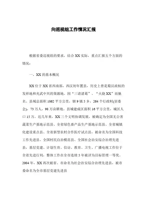 向巡视组工作情况汇报