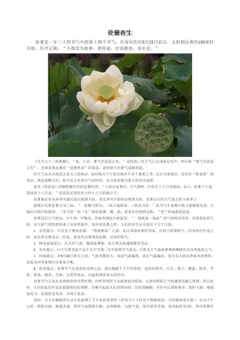 处暑养生