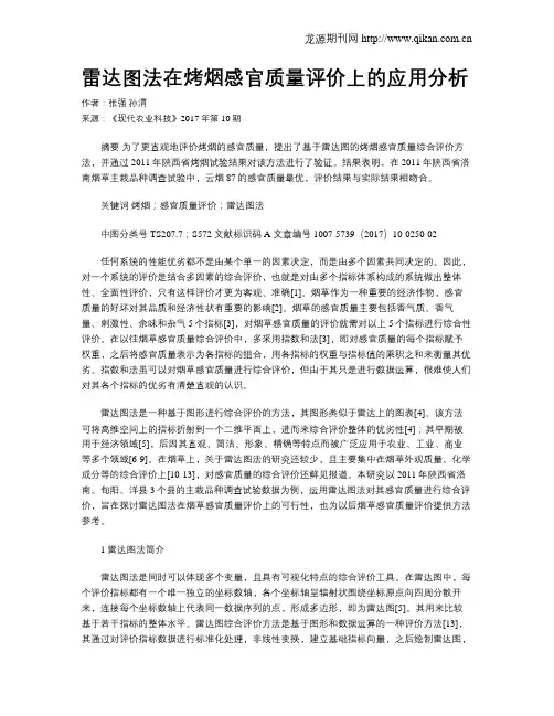 雷达图法在烤烟感官质量评价上的应用分析
