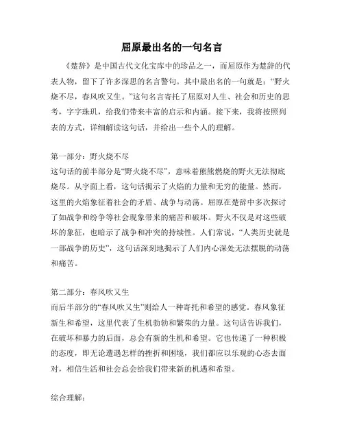 屈原最出名的一句名言
