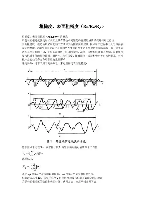 粗糙度,表面粗糙度(Ra,Rz,Ry)