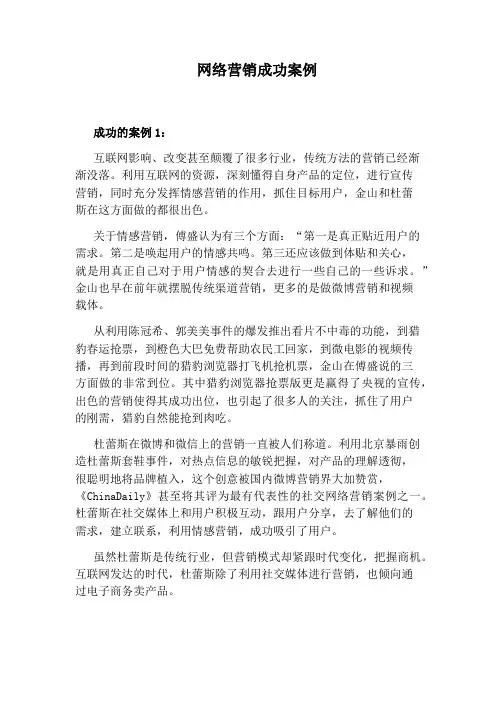 网络营销成功案例