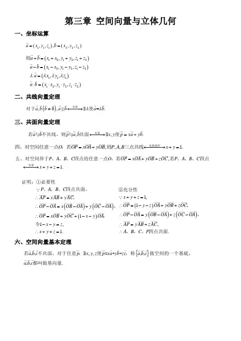 高中数学选修2-1《空间向量与立体几何》知识点讲义