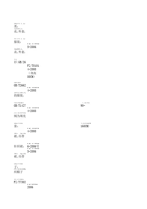 执行标准汇总