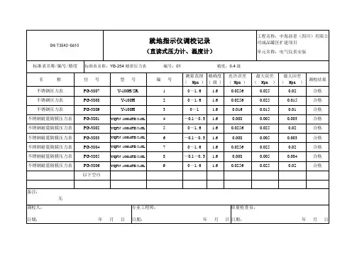 压力表校验记录