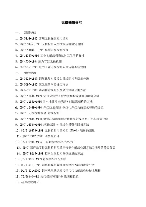 无损探伤标准