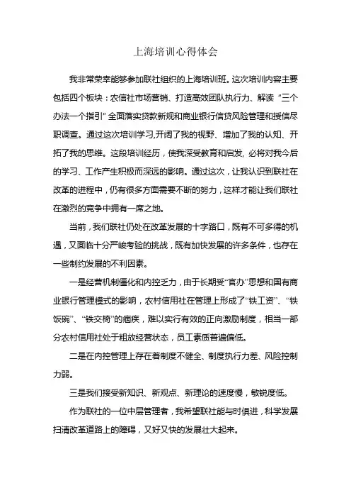 上海培训心得体会