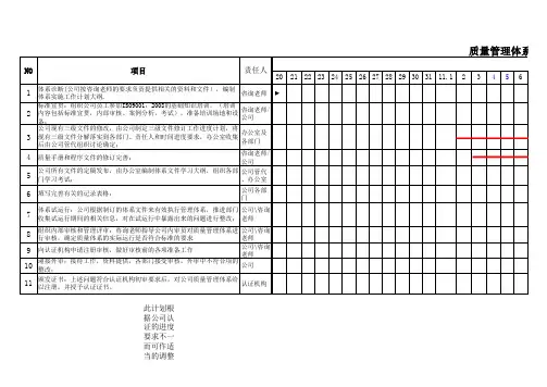 质量管理体系推进工作计划大纲